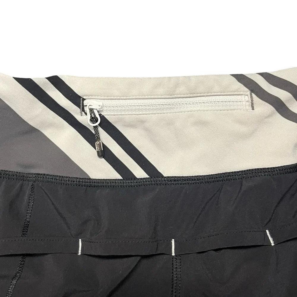 Lululemon Speed Up Shorts Black Gray Striped Running Workout Women's Size 4